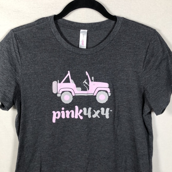 Pink Truck - 4 x 4 - Girl Jeep T- Shirt.  Tag shows no size but measures large - Picture 2 of 4